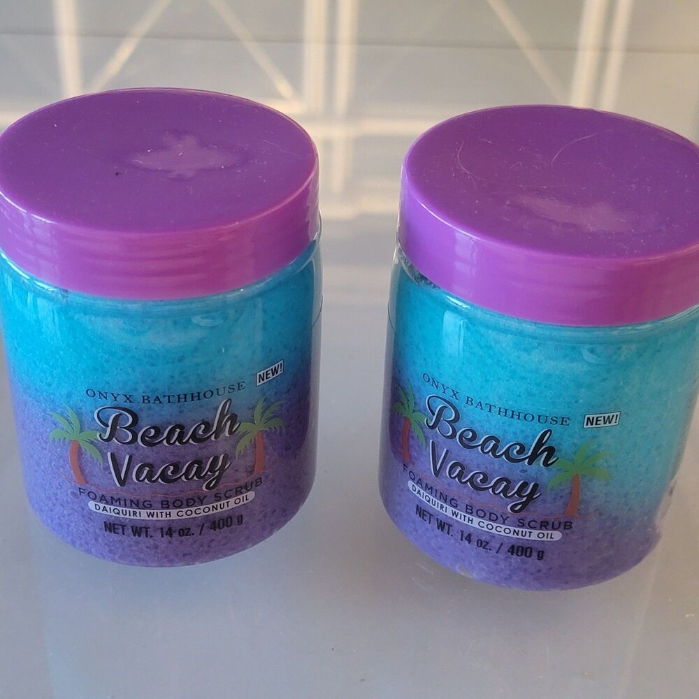 2X Onyx Bathhouse Beach Vaycay Foaming Body Scrub w/ Coconut Oil 14Oz Each New